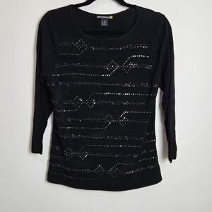 Sweaterworks Women's Top Size M Embellished Beaded‎ Sequin Blouse